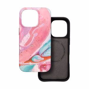 Suojakuori iPhone 15 PRO:lle Forcell F-Protect Mirage MagSafe-yhteensopiva Military Drop-Test vaaleanpunainen marmori