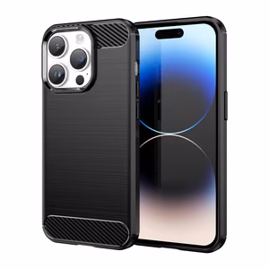 Carbon Case iPhone 14 Pro joustava geelinen takakuori musta