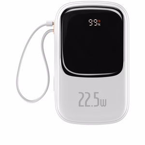 Baseus Power Bank 20000mAh Qpow Pro - USB + C-tyyppi - PD 22,5W C-tyypin kaapelilla (PPQD060302) valkoinen
