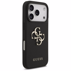 Guess Grained Big 4G & Classic Logo Suojakuori iPhone 17 Prolle - musta