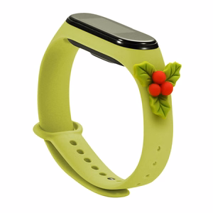 Strap Xmas for Xiaomi Mi Band 3 / 4 Christmas Silicone Strap Bracelet with Holly - Green