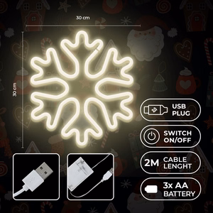Forever Light FLNE20 jouluteemainen lumihiutaleen muotoinen LED-neonkoristevalo, valkoinen