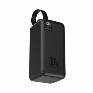 Wozinsky W8-B 50000mAh 30W varavirtalähde, 2xUSB-A, 2xUSB-C, USB micro, taskulampulla, musta