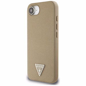 Guess HC MagSafe Grained PU Triangle Logo Suojakuori iPhone 16e:lle - Ruskea