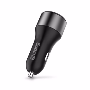 Crong Power 63 W autolaturi USB-C PD 45 W- ja USB-A QC 3.0 18 W -liitännöillä, musta