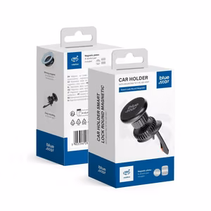 Magneettinen auton puhelinteline Blue Star Smart Lock Round ilmakanava musta