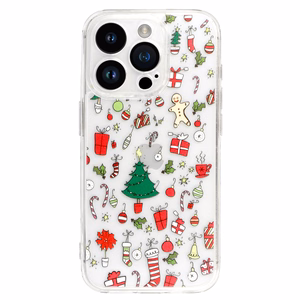 TEL PROTECT Joulu läpinäkyvä Suojakuori iPhone 16 Pro Max:lle Design 2