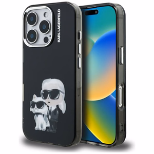 Karl Lagerfeld IML Aquarelle Karl & Choupette & Logo Suojakuori iPhone 16 Pro Maxille - Musta