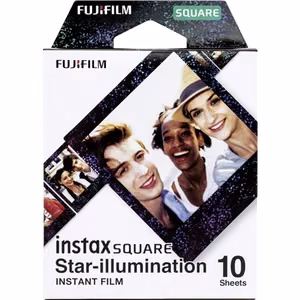 Fujifilm Instax Square Star Illumination – star-frame instant film, 86 × 72 mm, 62 × 62 mm image, 10 sheets