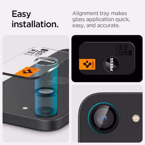 Spigen Optik Pro Glas.tR "EZ Fit" Camera Protector 2-Pack for iPhone 16E Black