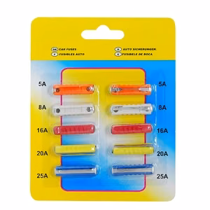 Sylinterimuotoiset autosulakkeet 5A, 8A, 16A, 2A, 25A sarja 10 kpl
