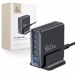 Tech-Protect DC160W-GAN 6-Port 160W Seinälaturi - Musta