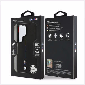 BMW M Silicone Tricolor Line MagSafe -suojakuori Samsung Galaxy S26 Ultralle, musta