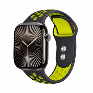 Crong Duo Sport strap for Apple Watch 38 / 40 / 41 / 42 mm, black and lime green