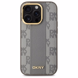 DKNY Nahkainen Checkered Mono Pattern MagSafe iPhone 14 Pro:lle Suojakuori - Beige