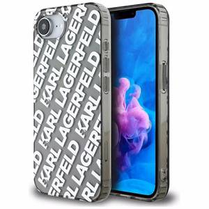 Karl Lagerfeld IML Repeat Logo Alkuperäinen Pussi iPhone 17e/16e:lle - Hopeinen