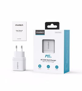 Charger CHOETECH GaN 2xUSB Type-C: 35W, PD