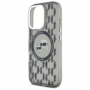 Karl Lagerfeld IML Monogram Karl ja Choupette Head MagSafe iPhone 16 Pro Suojakuori - Musta