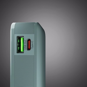 Powerbank SBS 10000 mAh 20W sisäänrakennetulla USB-C-kaapelilla ja digitaalisella näytöllä - harmaa