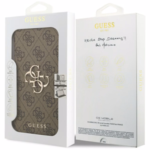 Guess Book 4G Metal Logo -suojakuori iPhone 17 Pro Max - ruskea