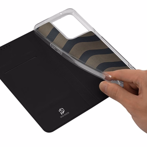 Dux Ducis Skin Pro tapauksessa Oppo Reno 8 flip kansi kortti lompakko jalusta musta