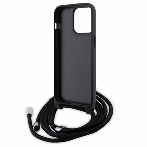 Karl Lagerfeld Crossbody Saffiano Monogram Metal Pin Karl & Choupette Case for iPhone 15 Pro Max - Black