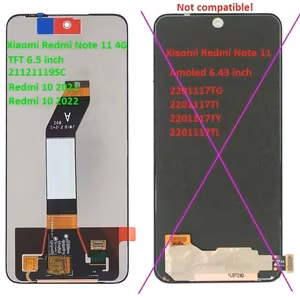 LCD-näyttö Xiaomi Redmi 10 2021/Redmi 10 2022 kosketusnäytöllä musta ORG