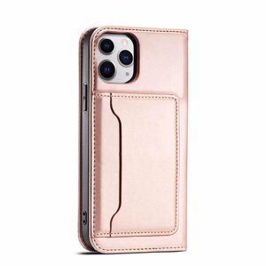 Magneettikorttikotelo iPhone 12 Pro Max Kotelo kortti lompakko kortin haltija vaaleanpunainen