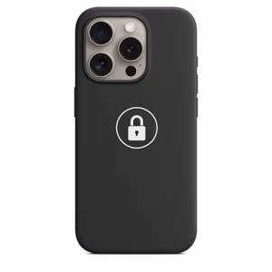 Puhelimen suojakuori "Silicone Case v2" iPhone 15 Pro Max:lle / musta / pakkauksessa