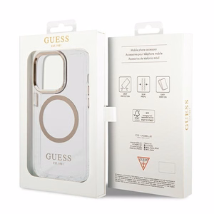 Guess GUHMP14XHTRMD iPhone 14 Pro Max 6.7 "kulta / kulta kova kotelo Metal Outline Magsafe