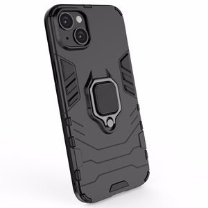Ring Armor tapauksessa iPhone 14 panssaroitu kansi magneettinen haltija rengas musta