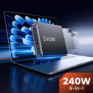 Tech-Protect DC240W-GaN latausasema 6 porttia 4 x USB-C 2 x USB-A 240W QC3.0 - musta