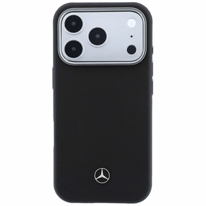 Mercedes nahka MagSafe suojakuori iPhone 17 Pro Max puuefekti - musta