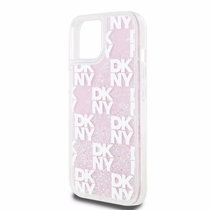 DKNY Liquid Glitter Multilogo Suojakuori iPhone 15 / 14 / 13:lle - vaaleanpunainen
