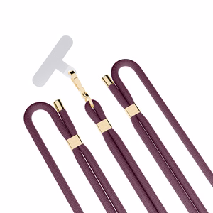 3mk EasyClip Elite puhelimen kaulahihna, Mulberry (kultaiset osat)