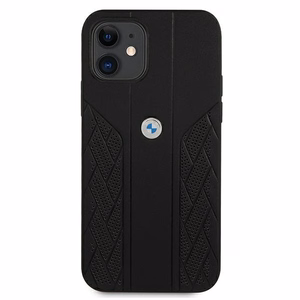 BMW Leather Curve rei'itetty kotelo iPhone 12 mini - musta