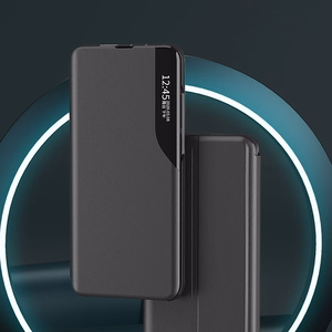 Eco Leather View Case case for Samsung Galaxy A14 with a flip stand black