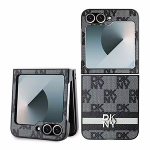 DKNY Checkered Pattern Painetut Raidat Suojakuori Samsung Galaxy Z Flip 6:lle - Musta