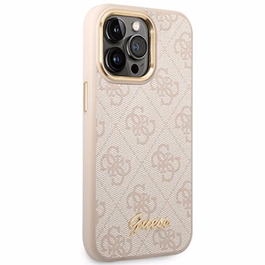 Guess 4G Vintage Gold Logo kotelo iPhone 14 Pro - vaaleanpunainen - vaaleanpunainen