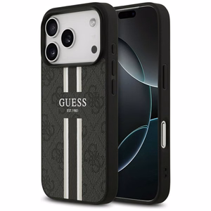 Guess 4G Printed Stripes MagSafe suojakuori iPhone 17 Pro:lle musta
