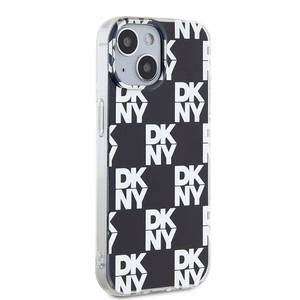 DKNY IML Ruudullinen Mono-kuvio Suojakuori iPhone 15 / 14 / 13:lle - musta