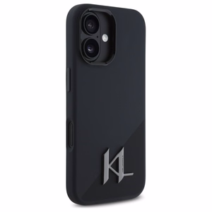 Karl Lagerfeld Silikoninen Shadow Metal Initial MagSafe Suojakuori iPhone 16:lle - musta