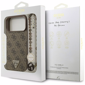Guess 4G Strap Triangle Logo MagSafe -suojakuori iPhone 17 Pro Max - ruskea