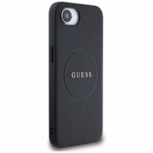 Guess HC MagSafe PU Grained Gold Ring suojakuori iPhone 16e:lle - musta