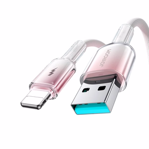 Joyroom S-A42 Crystal-Clear Series 3A USB-A - Lightning -kaapeli 1,2 m - valkoinen