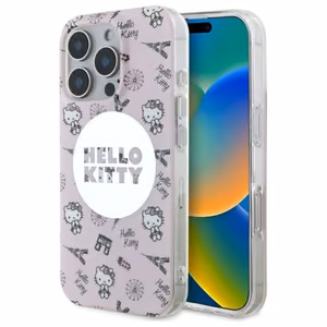 Hello Kitty IML All Over Paris Magsafe Suojakuori iPhone 16 Pro Max:lle - Vaaleanpunainen
