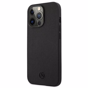 Mercedes Leather Meshed Metal Logo Case for iPhone 13 Pro / iPhone 13 - Black