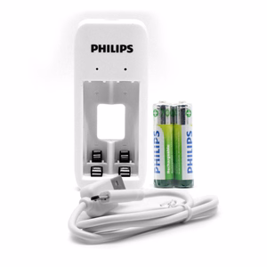 PHILIPS Kaksikanavainen akkulaturi NiMH USB + 2xAAA 7000mAh