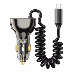 BWOO CC96L 30W PD autolaturi 1x USB-C 1x USB lightning-kaapelilla harmaa