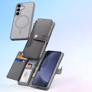 Dux Ducis Lawa Nahkainen Suojakuori Samsung Galaxy S25+:lle irrotettavalla magneettisella lompakolla - Harmaa